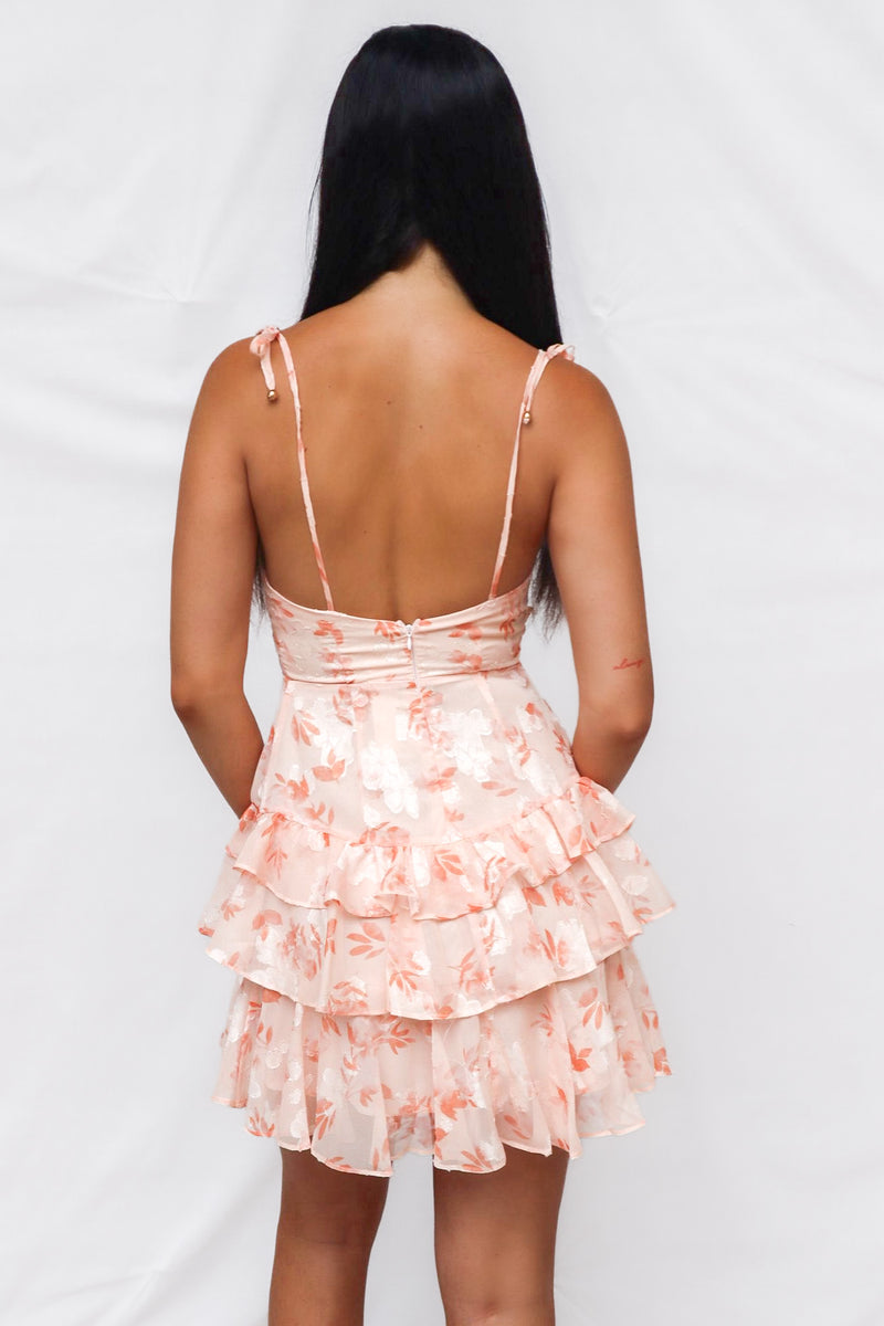 Hanni Mini Dress - Peach Floral