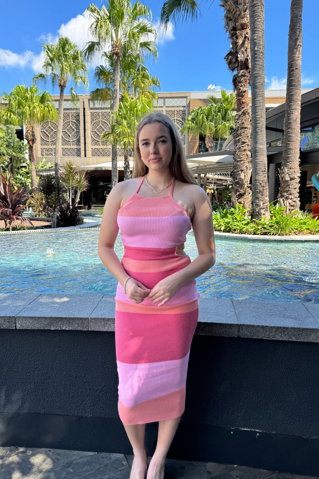 Aylah Midi Dress - Pink Multi - Runway Goddess