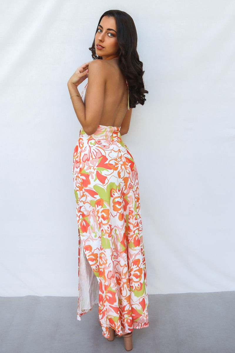 Isadora Maxi Dress - Orange Floral