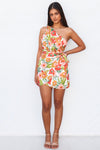 Jodie Mini Dress - Orange/Multi Print