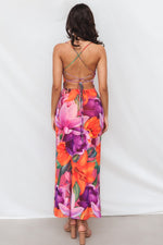 Katrina Midi Dress - Purple/Orange Print