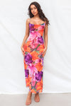 Katrina Midi Dress - Purple/Orange Print