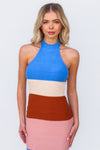 Kelly Midi Dress - Blue/Tan