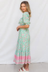 Marnie Midi Dress - Mint Floral