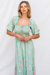 Marnie Midi Dress - Mint Floral