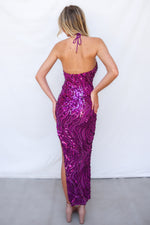 Melina Maxi Dress - Fuschia Sequin