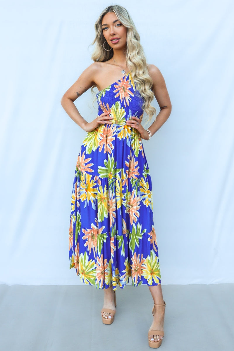 Namari Midi Dress - Blue Multi