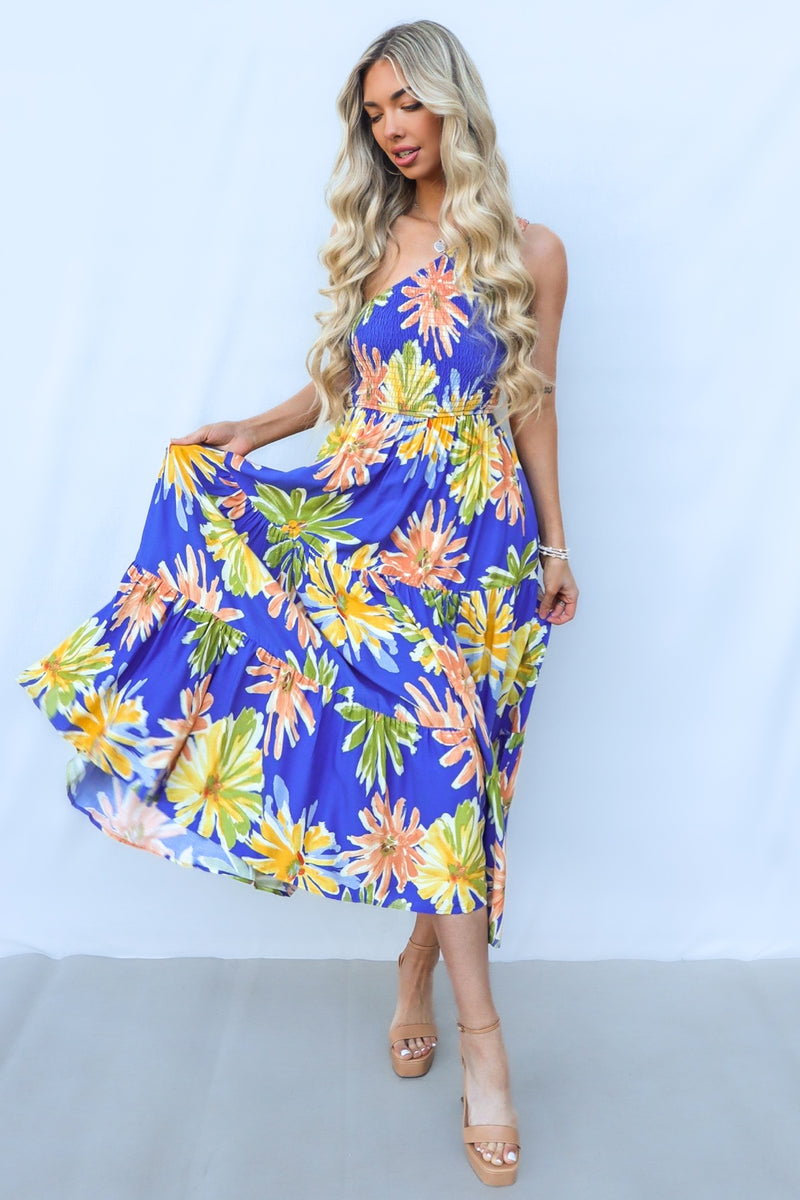 Namari Midi Dress - Blue Multi