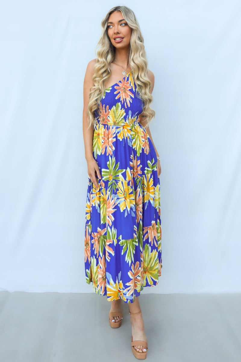 Namari Midi Dress - Blue Multi