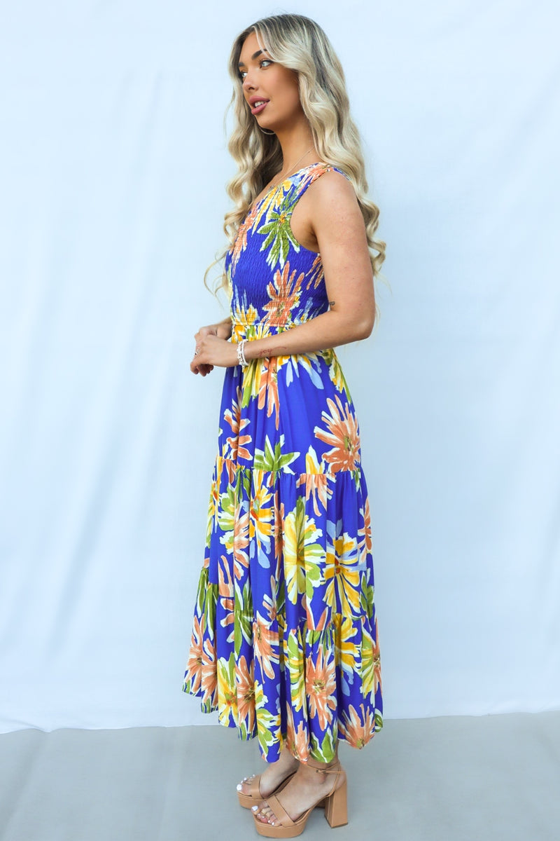 Namari Midi Dress - Blue Multi