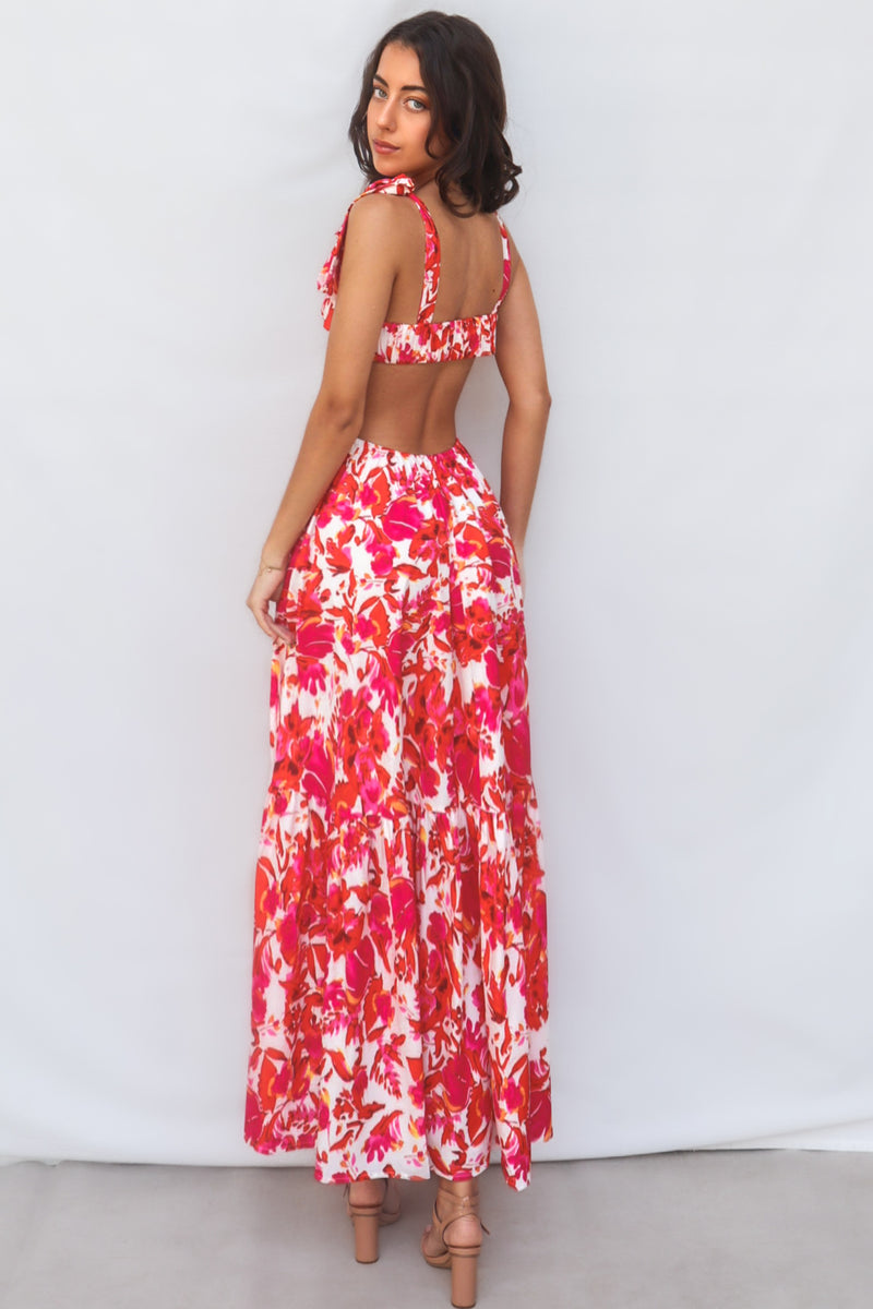 Pedro Maxi Dress - Red Floral