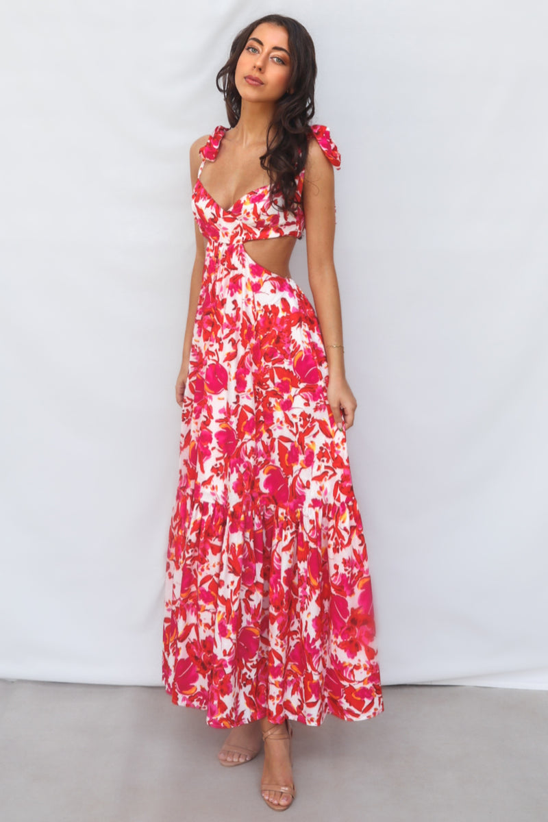 Pedro Maxi Dress - Red Floral