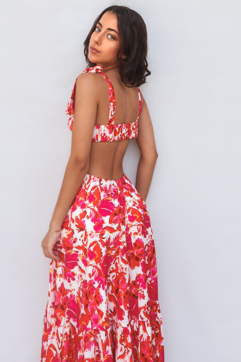 Pedro Maxi Dress - Red Floral