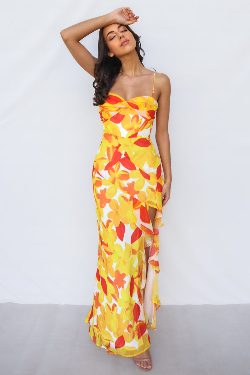 Teoni Maxi Dress - Yellow Print