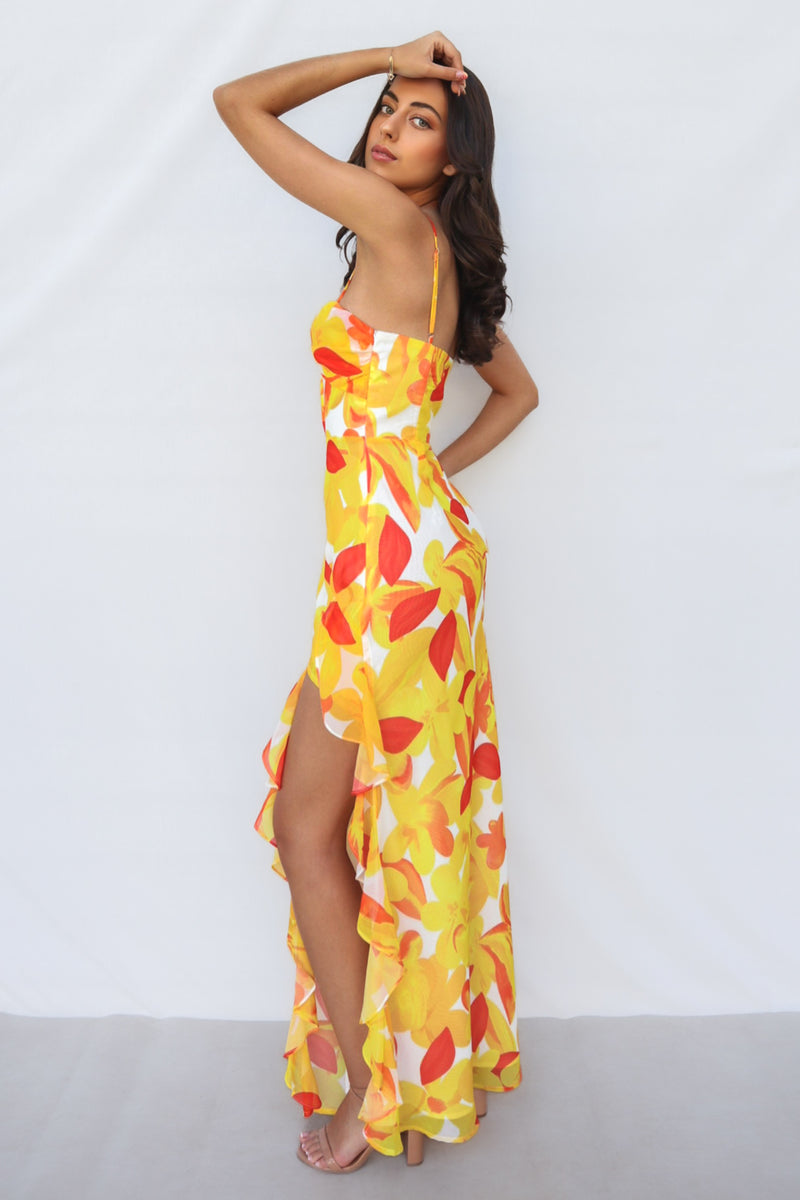 Teoni Maxi Dress - Yellow Print