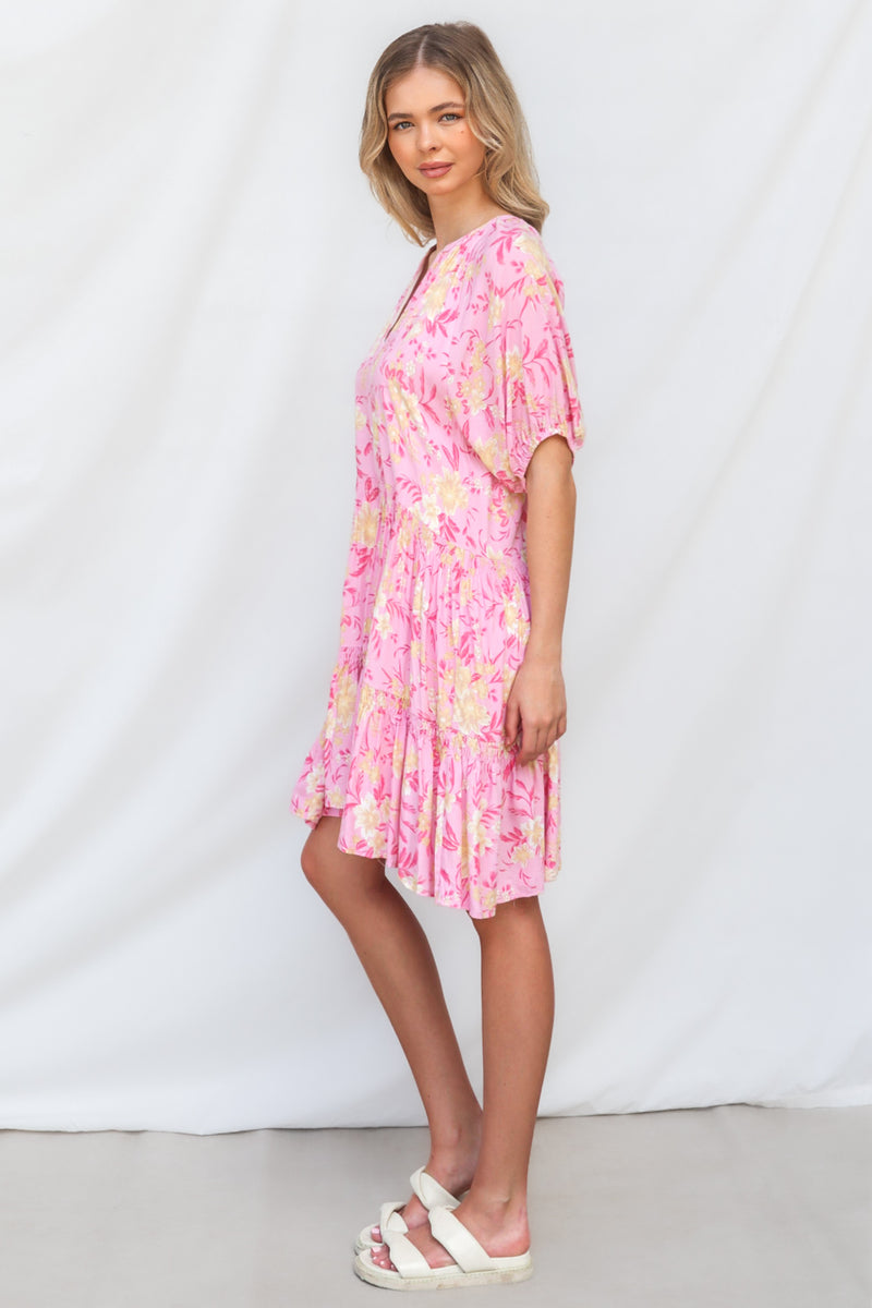 Vamika Mini Dress - Pink Floral