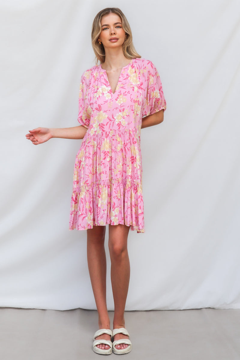 Vamika Mini Dress - Pink Floral