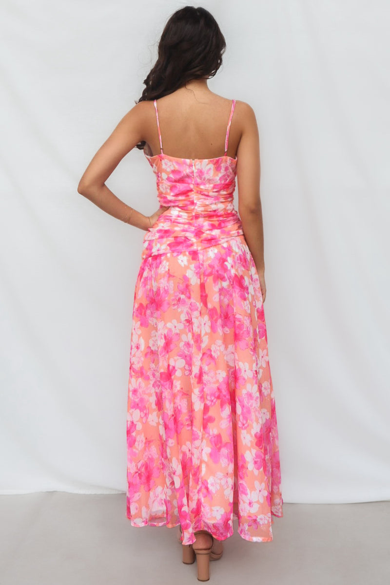 Yura Maxi Dress - Pink Floral