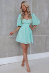 Abigail Mini Dress - Aqua Green