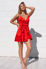 Alyssa Satin Dress - Red
