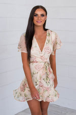 Butterfly Dress - Nude Bouquet Print - Runway Goddess