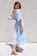 Charlotte Boho Maxi Dress - Baby Blue