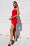 Eva Midi Bodycon Dress - Red