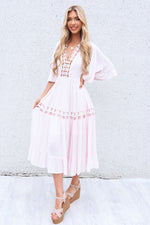 Flora Boho Midi Dress - Pink