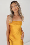 Kyra Satin Maxi Dress - Mustard