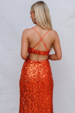 Mayna Sequin Gown - Orange