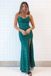 Whitney Sequin Gown - Green