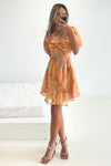 Rita Mini Dress - Orange Floral