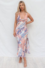 Verity Dress - Blue/Peach Tie Dye