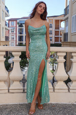 Whitney Sequin Gown - Mint