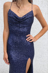 Whitney Sequin Gown - Navy