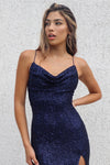 Whitney Sequin Gown - Navy