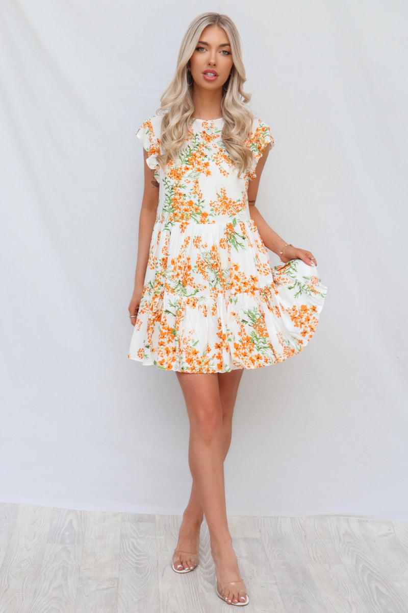 Zola Mini Dress - Orange Floral