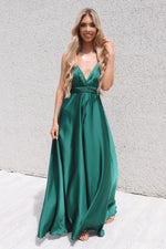 Satin Multiway Dress - Emerald - Runway Goddess